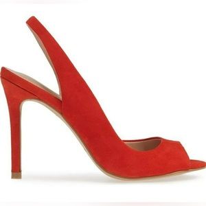Charles by Charles David Suede Open Slingback Pump in Candy Red, size 7.5